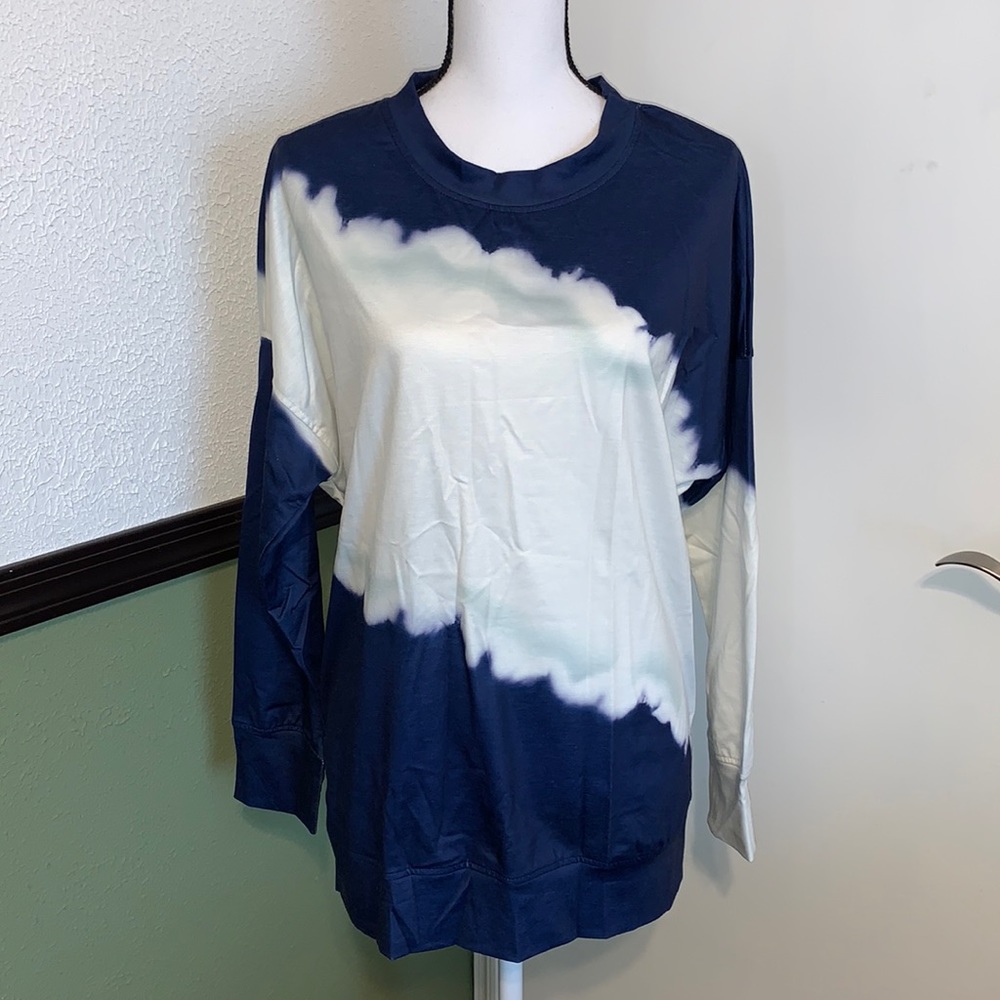 Women’s crewneck tie dye sweatshirt striped printed loose soft long sleeved top